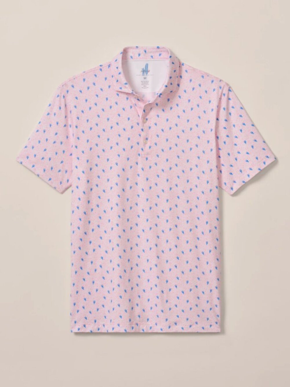 Johnnie-O Featherweight Polo Lobster Print Pink Azalea NWT - Picture 5 of 6